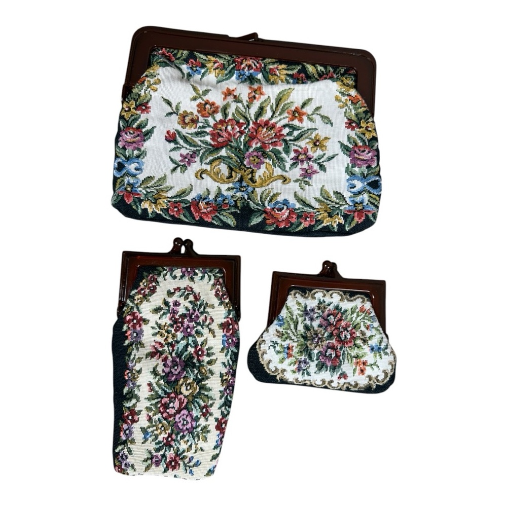 Vintage Floral Tapestry Clutch Set